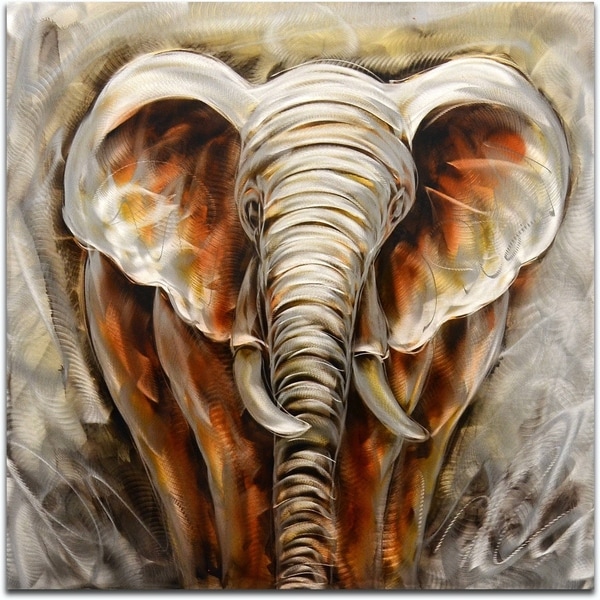 The Wise Elephant Handmade Metal Wall Art Sculpture - Overstock - 12177228