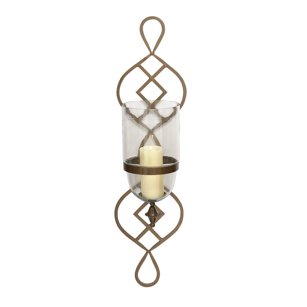 Metal Glass 9-inches Wide x 34-inches High Candle Sconce