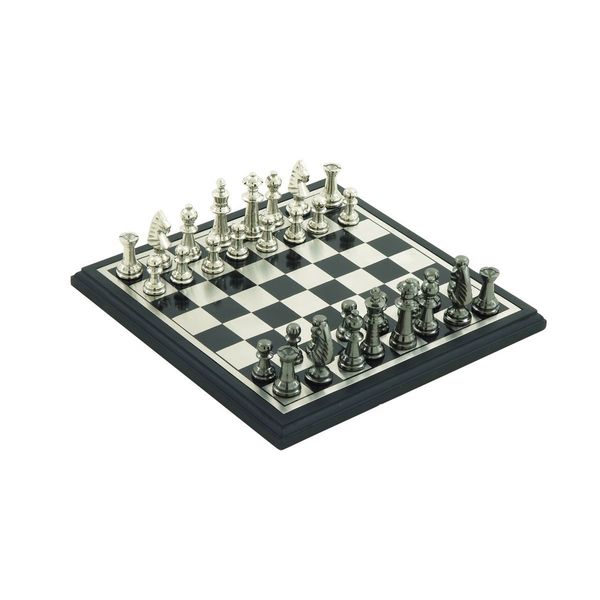 Aluminum Gunmetal Grey and Silver Chess Set