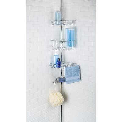 Chrome Lakeview 3-tier Tension Pole Shower Caddy