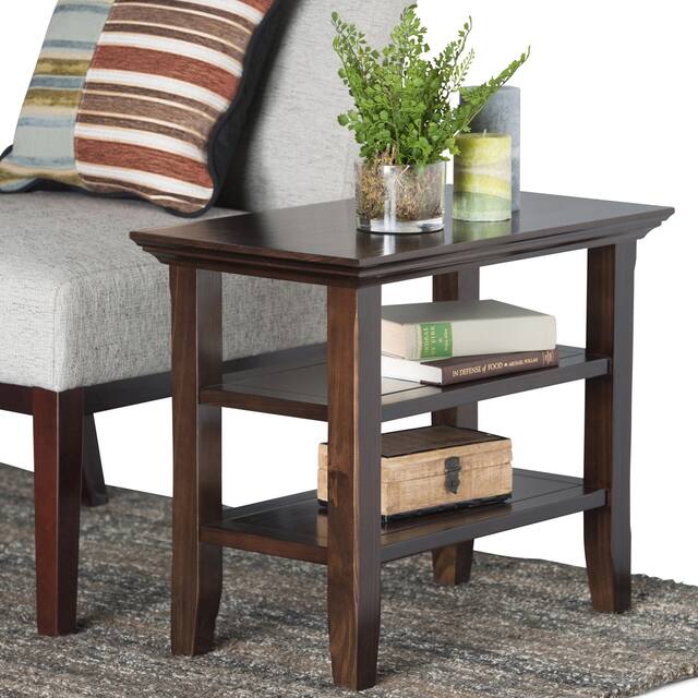 WYNDENHALL Normandy SOLID WOOD 14 inch Wide Rectangle Transitional Narrow Side Table - 14 Inches wide - Brunette Brown