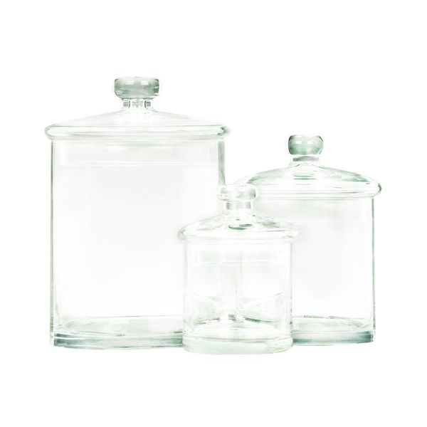 Glass Jars 5, 7, 9 Inches High (Set of 3). Opens flyout.
