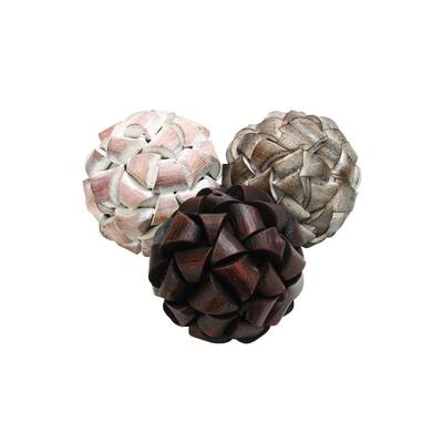 White/Tan/Brown Wood 5-inch Balls (Pack of 3)