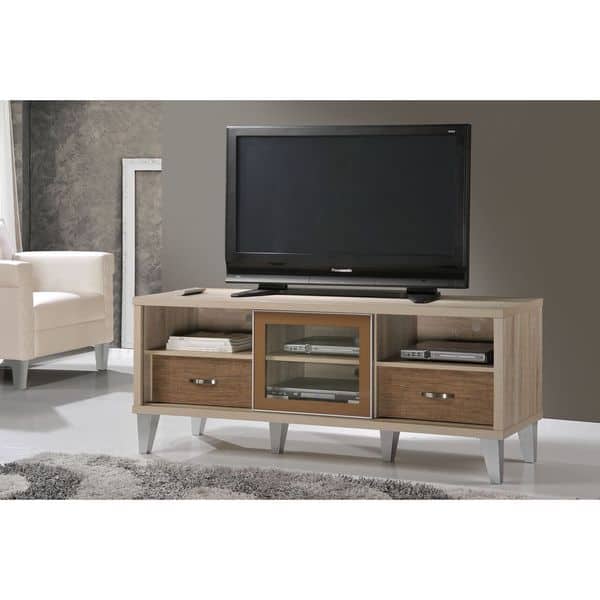 Shop Eastwest Living Hall White Brown Media Cabinet Overstock
