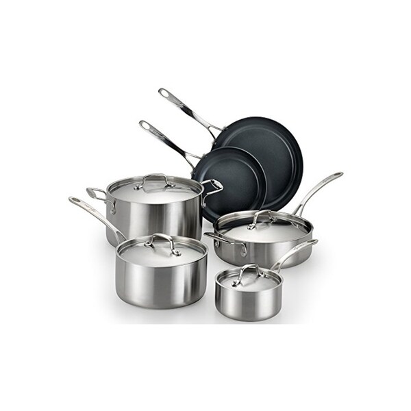 Lagostina Axia 10piece Silver Stainless Steel Nonstick Cookware Set