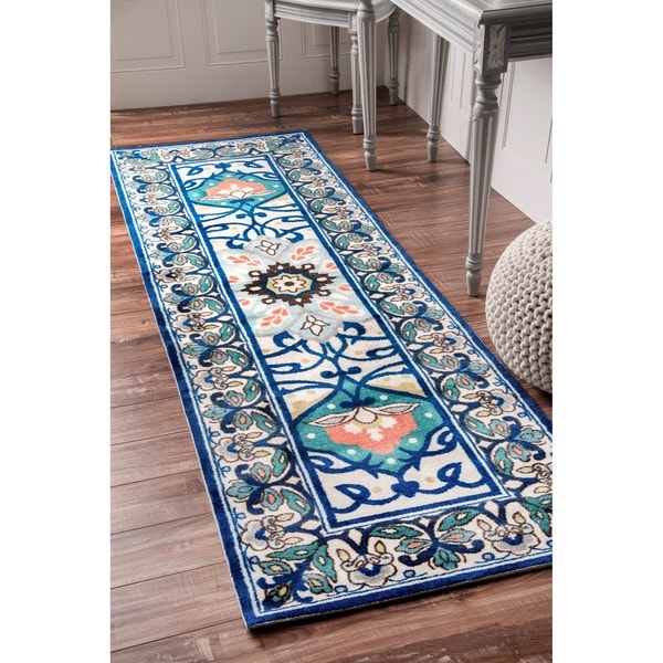 Nuloom Modern Persian Printed Fl Blue Runner Rug 2 6 X 12 Nuloom Modern Persian Printed Fl Blue Runner Rug 2 X27 6 X 12
