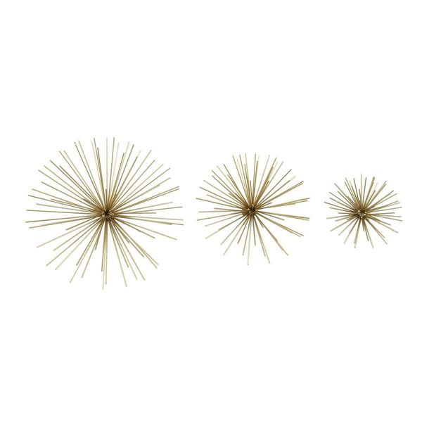 6 Inches/9 Inches/11 Inches Wide S/3 Star Metal Goldtone Wall Art