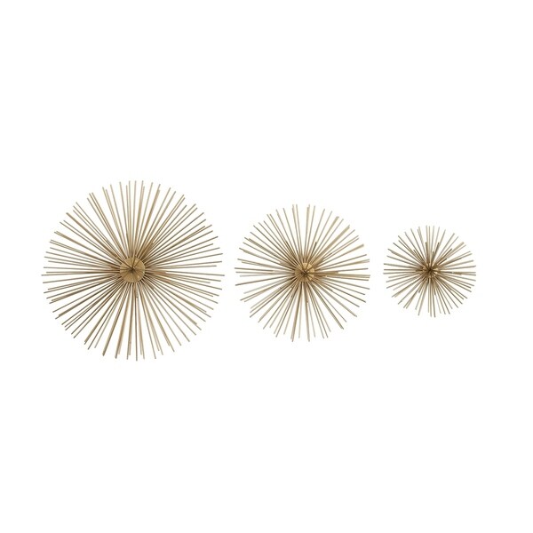 Metallic Gold Starburst Modern Metal Wall Décor | Set of 3