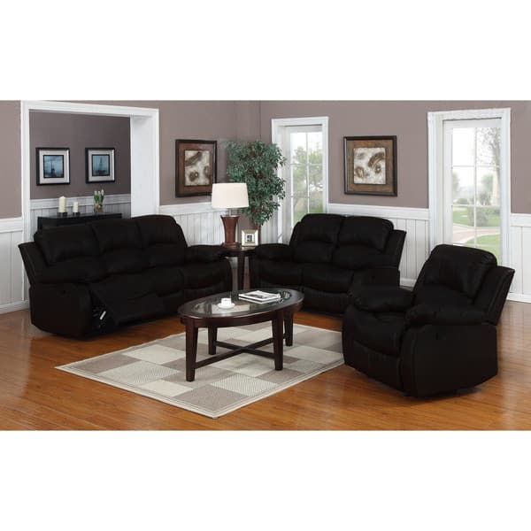Classic Oversize And Overstuffed Real Leather Sofa Loveseat And Single Chair Recliners