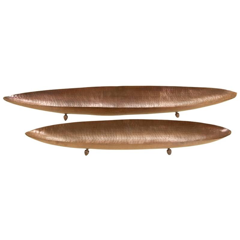 Brown Metal Living Room Decor Tray (Set of 2) - 7 x 36 x 4