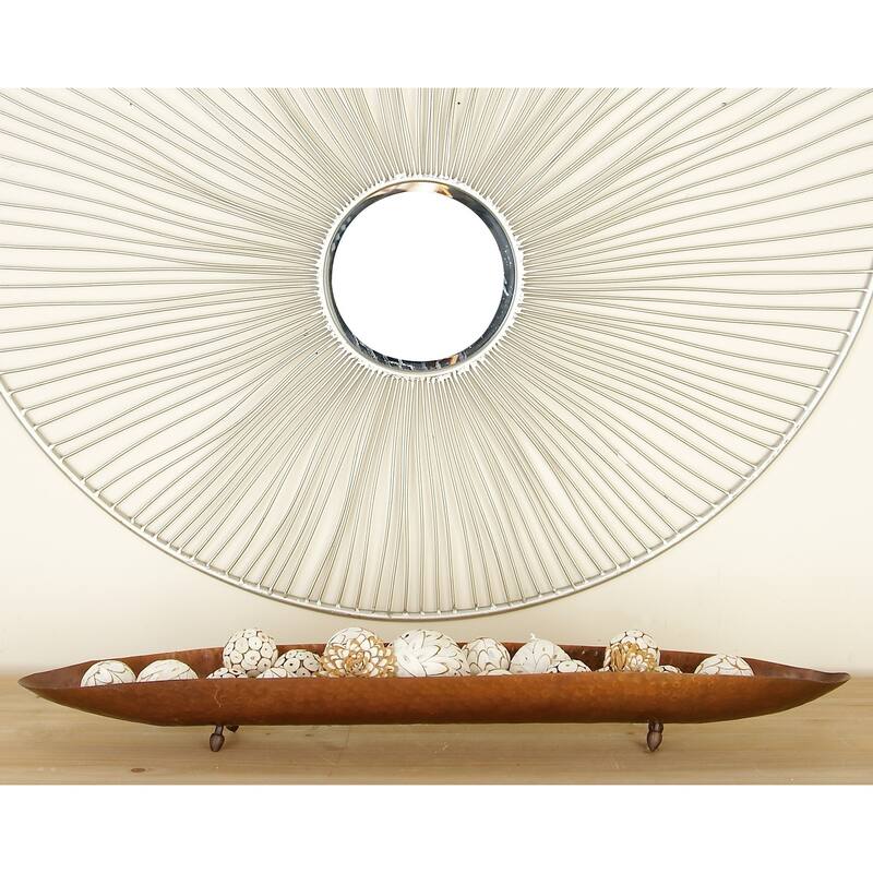 Brown Metal Living Room Decor Tray (Set of 2) - 7 x 36 x 4