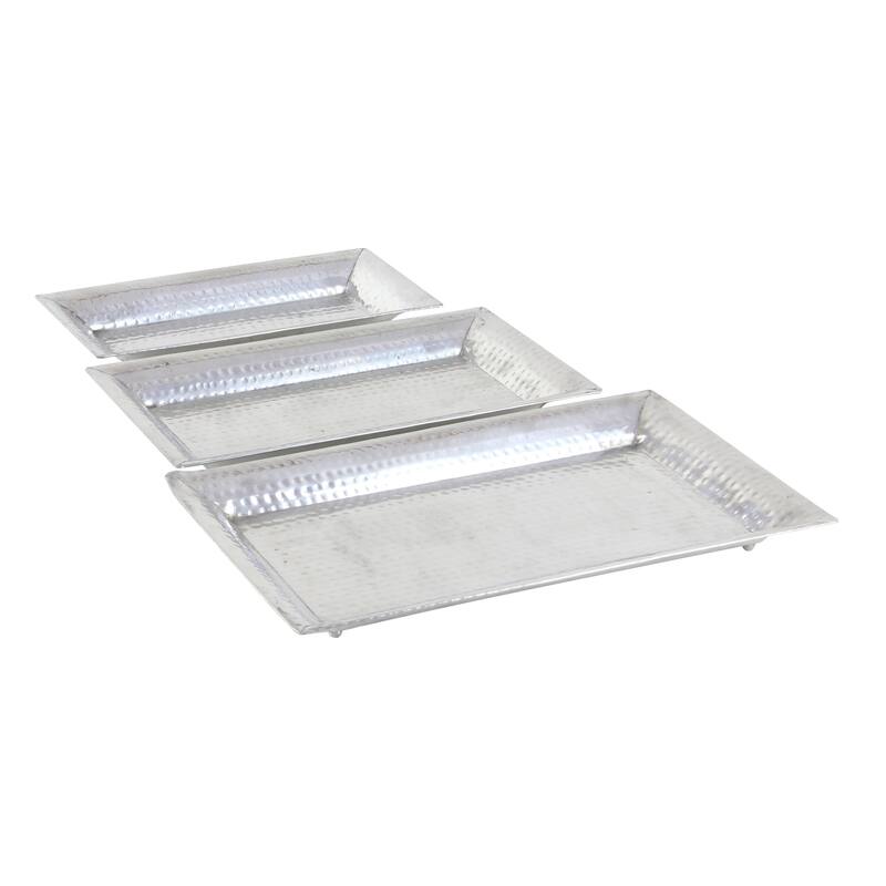 Silver Aluminum Tray (Set of 3) - 15 x 24 x 2