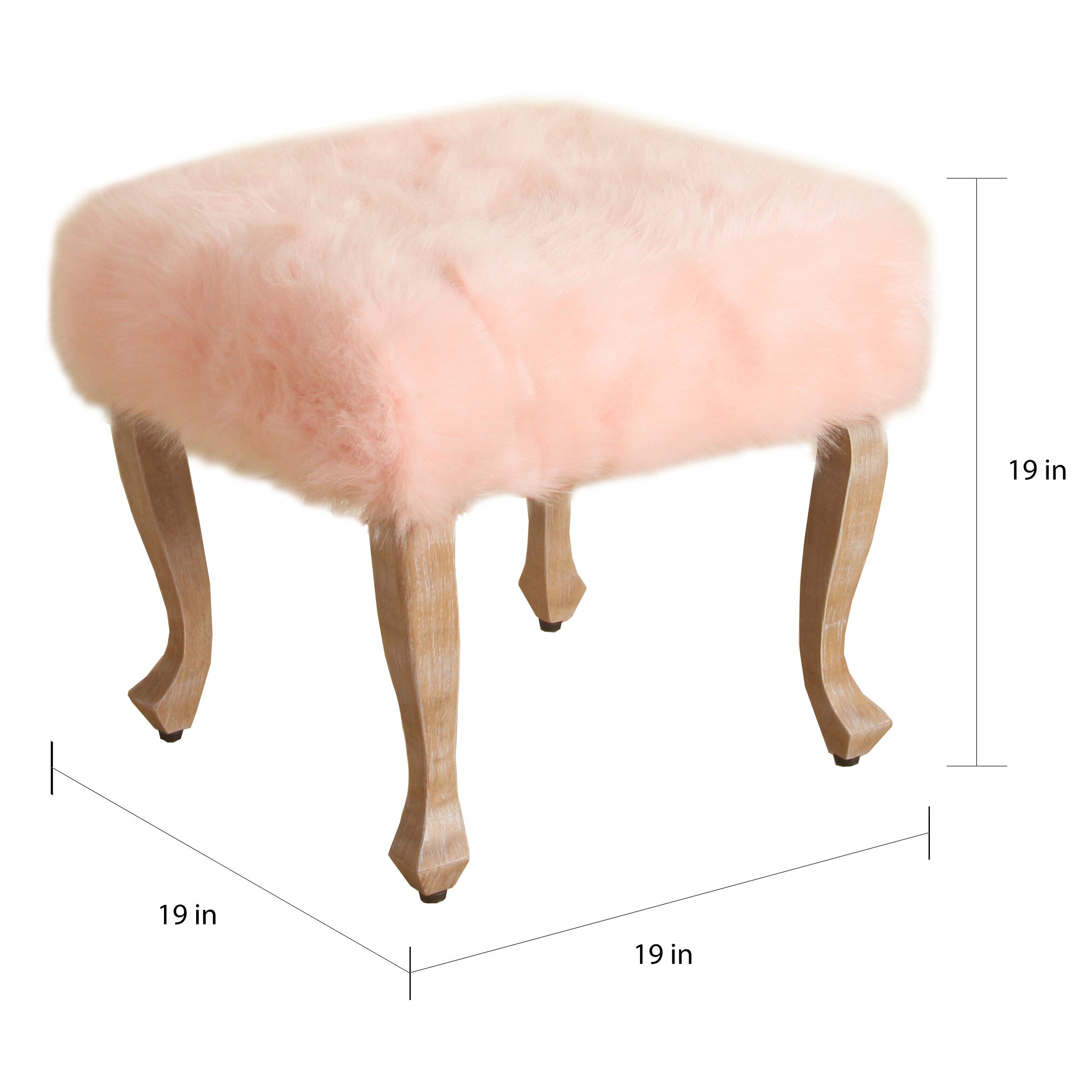 Footstool with Wooden Legs Blush