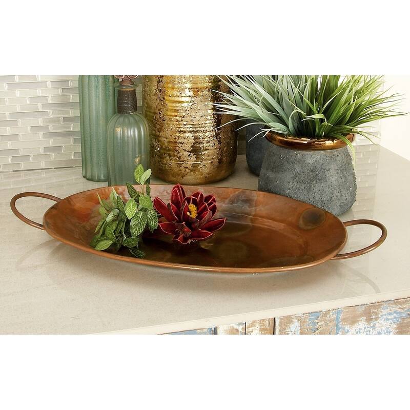 Copper Metal Living Room Decor Tray (Set of 3) - 13 x 27 x 3