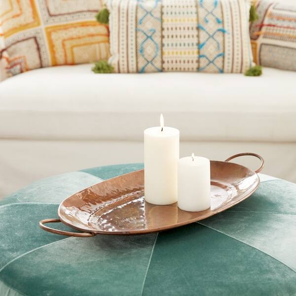 Copper Metal Living Room Decor Tray (Set of 3) - 13 x 27 x 3
