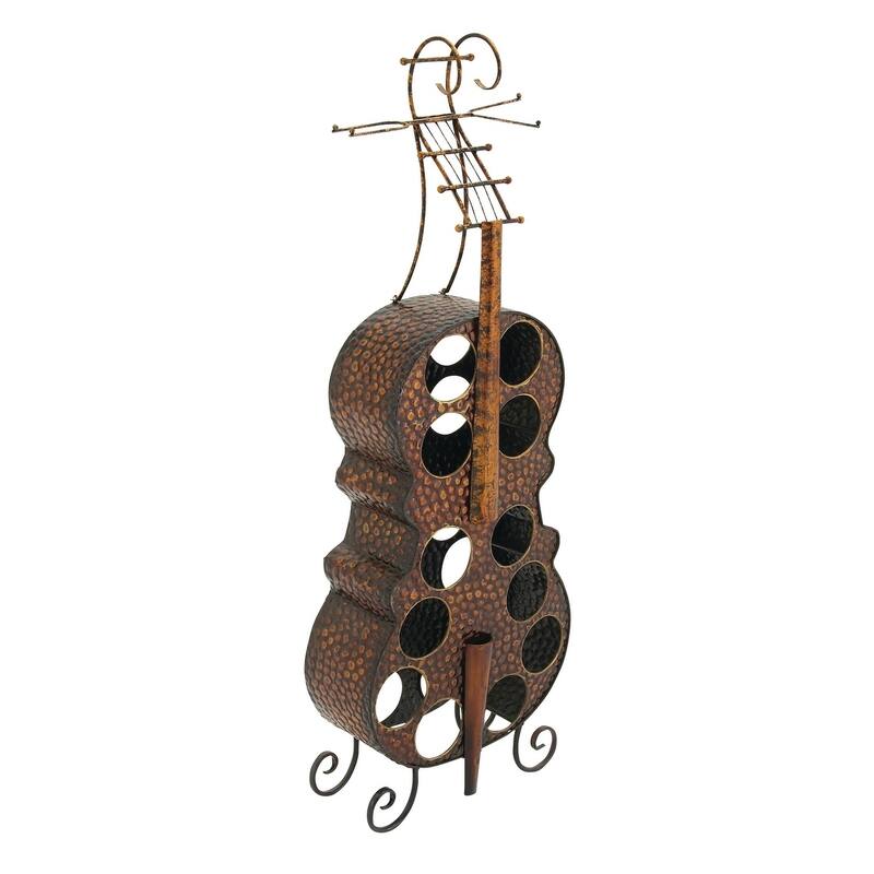 Brass Metal Cello 12 Bottle Standing Wine Rack