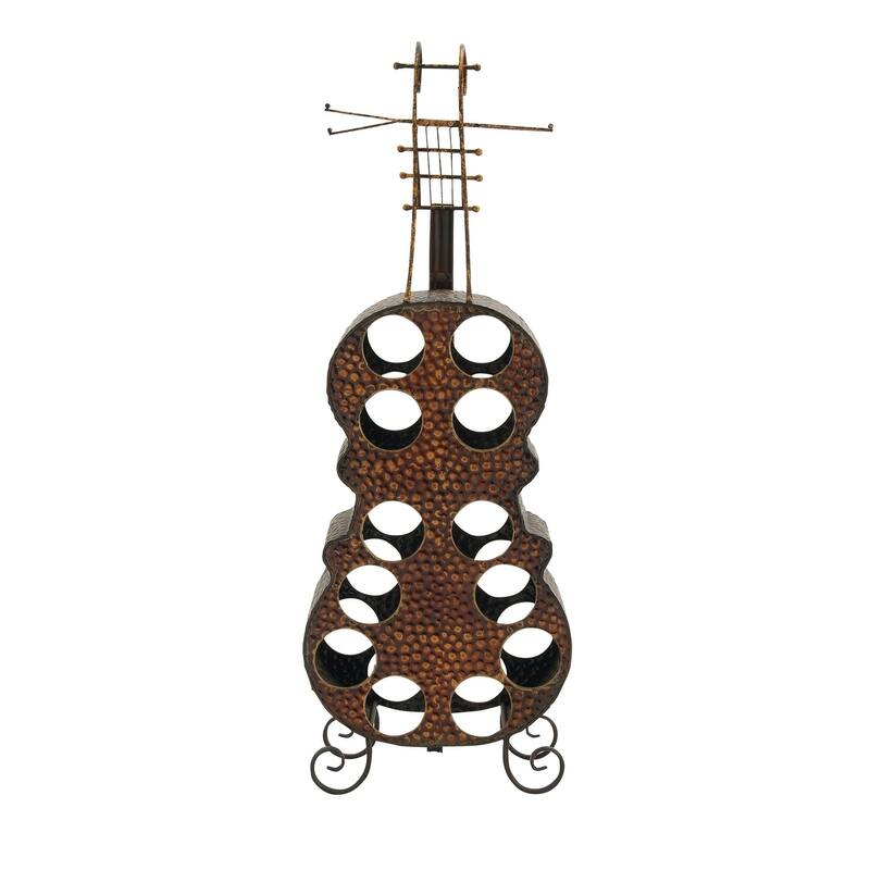 Brass Metal Cello 12 Bottle Standing Wine Rack