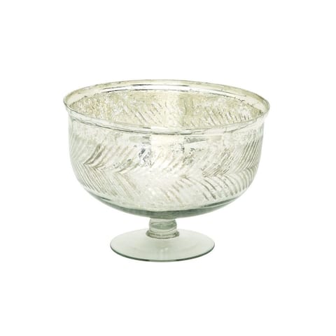Silver Color Glass Serving Bowl