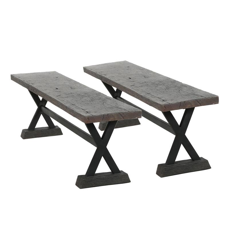 Belmond Outdoor Dining Bench (Set of 2) by Christopher Knight Home On