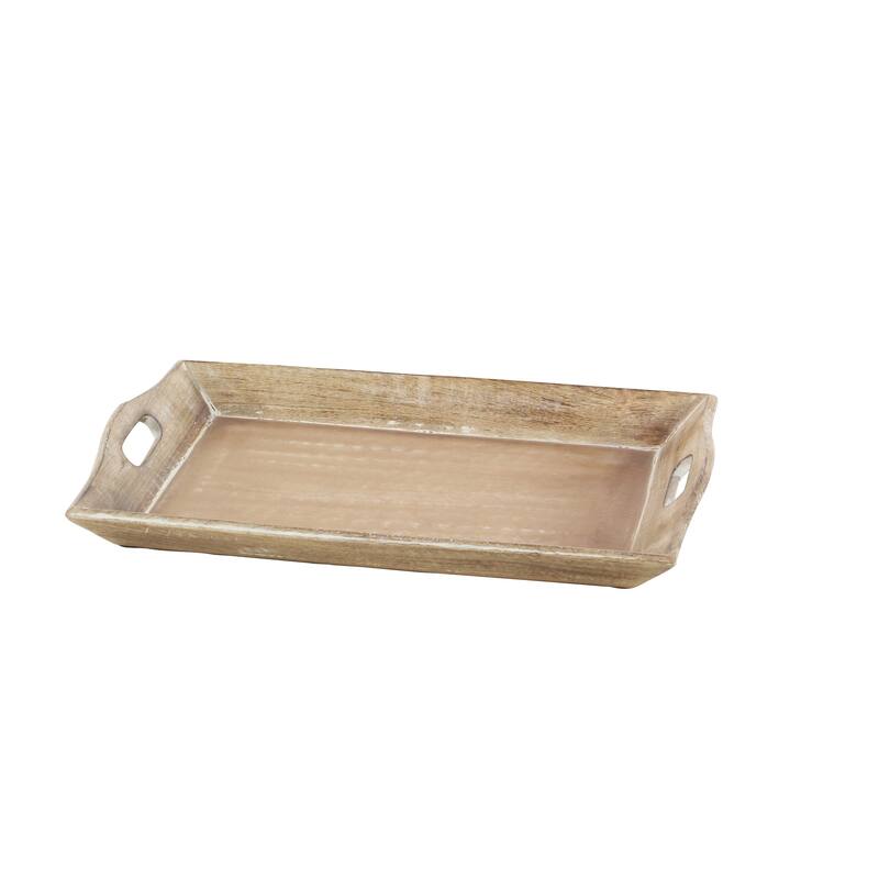 Brown Wooden Living Room Decor Tray (Set of 2)