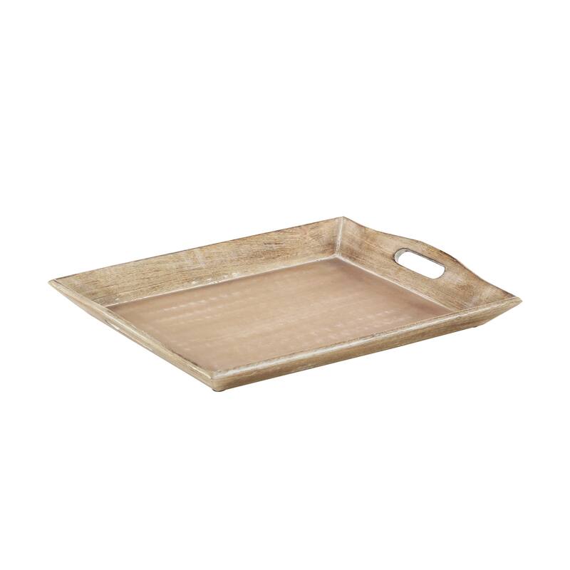 Brown Wooden Living Room Decor Tray (Set of 2)