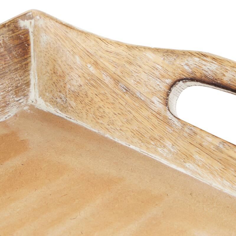 Brown Wooden Living Room Decor Tray (Set of 2)