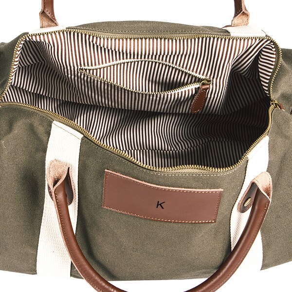 canvas and leather duffle bag