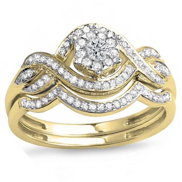 Elora 14k Yellow Gold 2/5ct TDW Diamond Bridal Set - Free Shipping ...