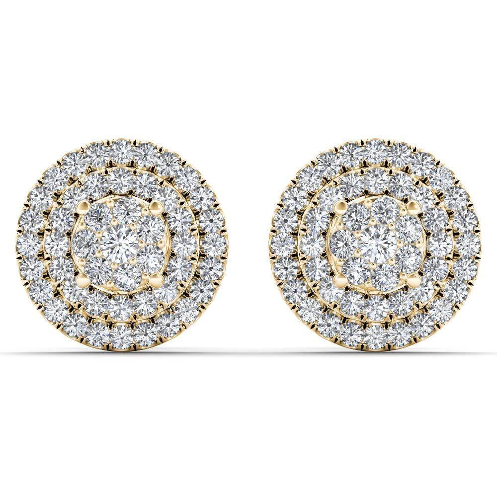 De Couer 10k Yellow Gold 1/2ct TDW Diamond Cluster Double Frame Stud Earrings
