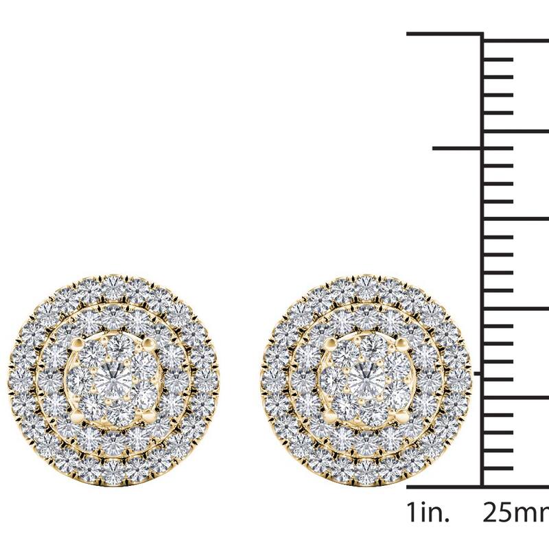 De Couer 10k Yellow Gold 1/2ct TDW Diamond Cluster Double Frame Stud Earrings