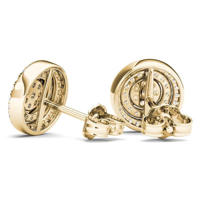 De Couer 10k Yellow Gold 1/2ct TDW Diamond Cluster Double Frame Stud Earrings
