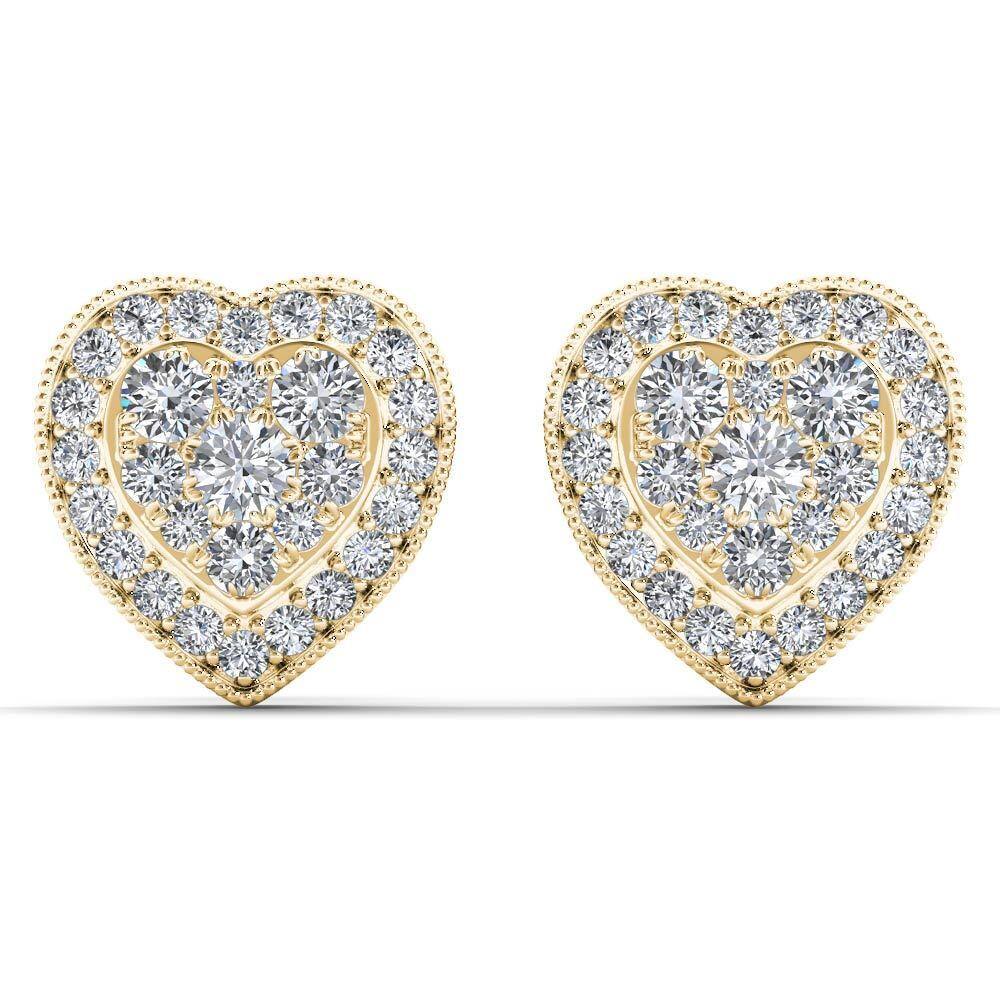 De Couer 10k Yellow Gold 1/3ct TDW Diamond Cluster Heart Stud Earrings