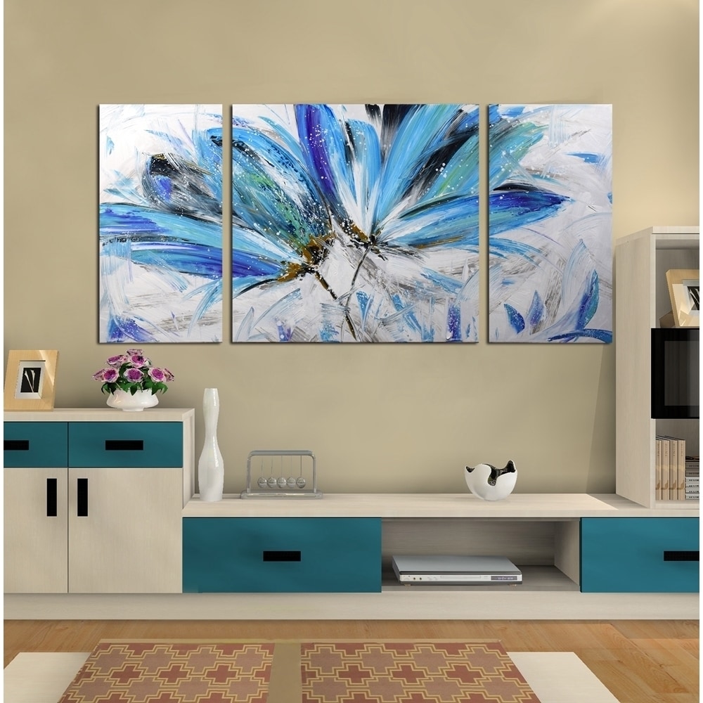Abstract Flower 679' Hand-painted Gallery-wrapped 3-Piece Canvas Art Set  Bed Bath  Beyond 12181047