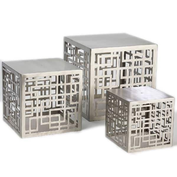 Stainless Riser Set Mayfair Silver Stainless Steel Risers (Set of 3) - Bed Bath & Beyond ...