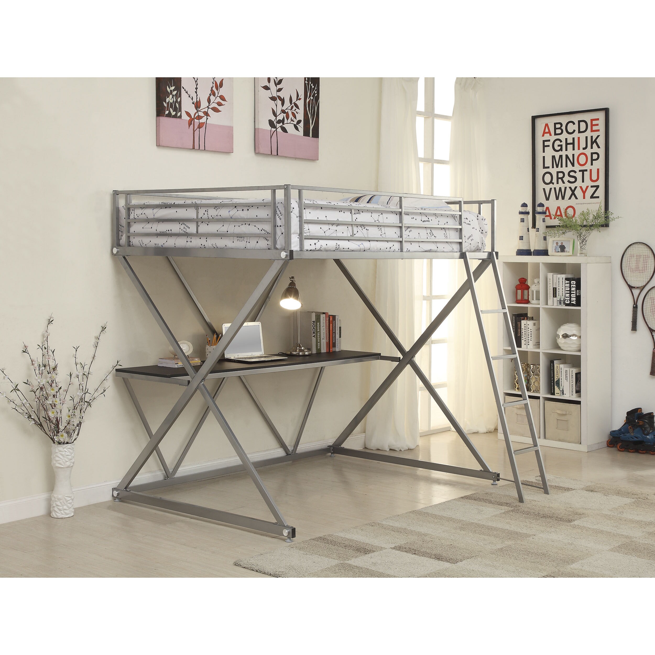 Shop Coaster Company Silver Loft Bed With Desk Overstock 12183057