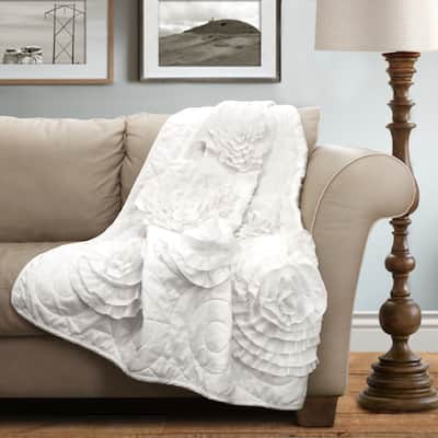Lush Decor White Floral Fiorella Throw