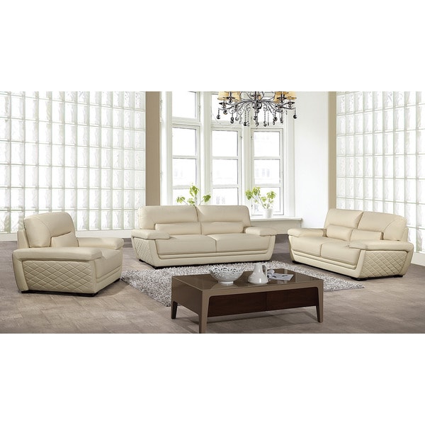 American Eagle Cream Italian Leather Sofa Set