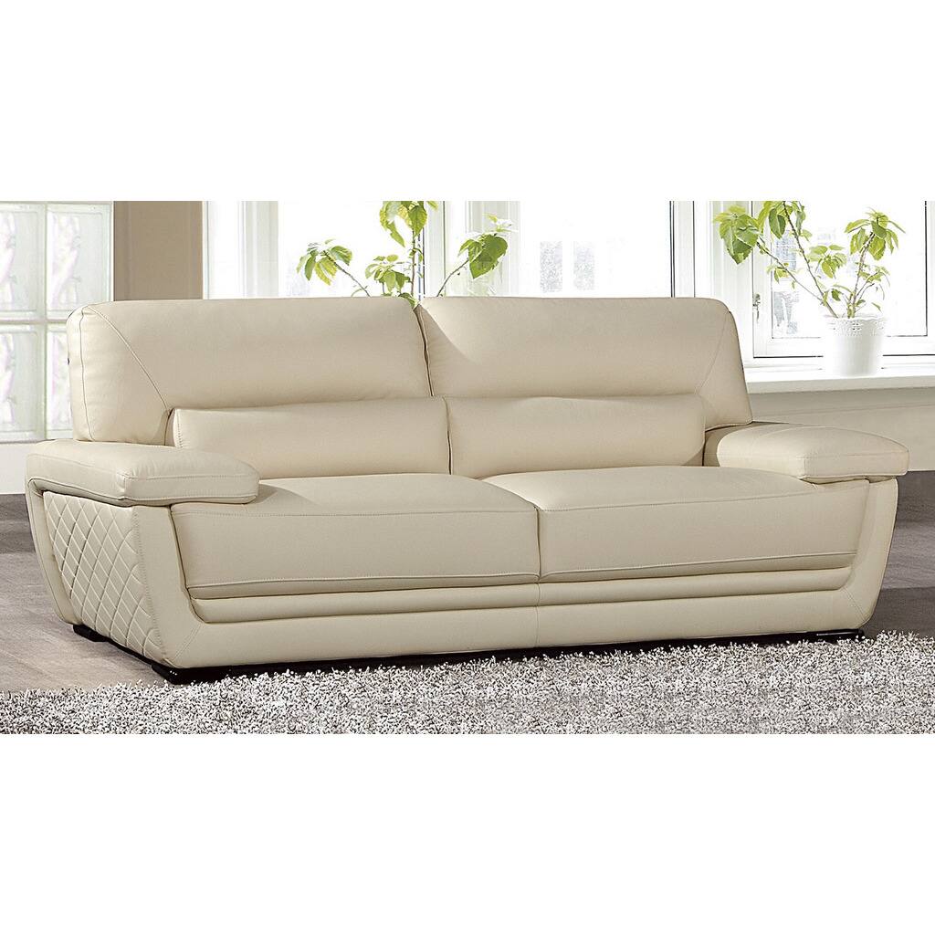 American Eagle Cream Italian Leather Sofa