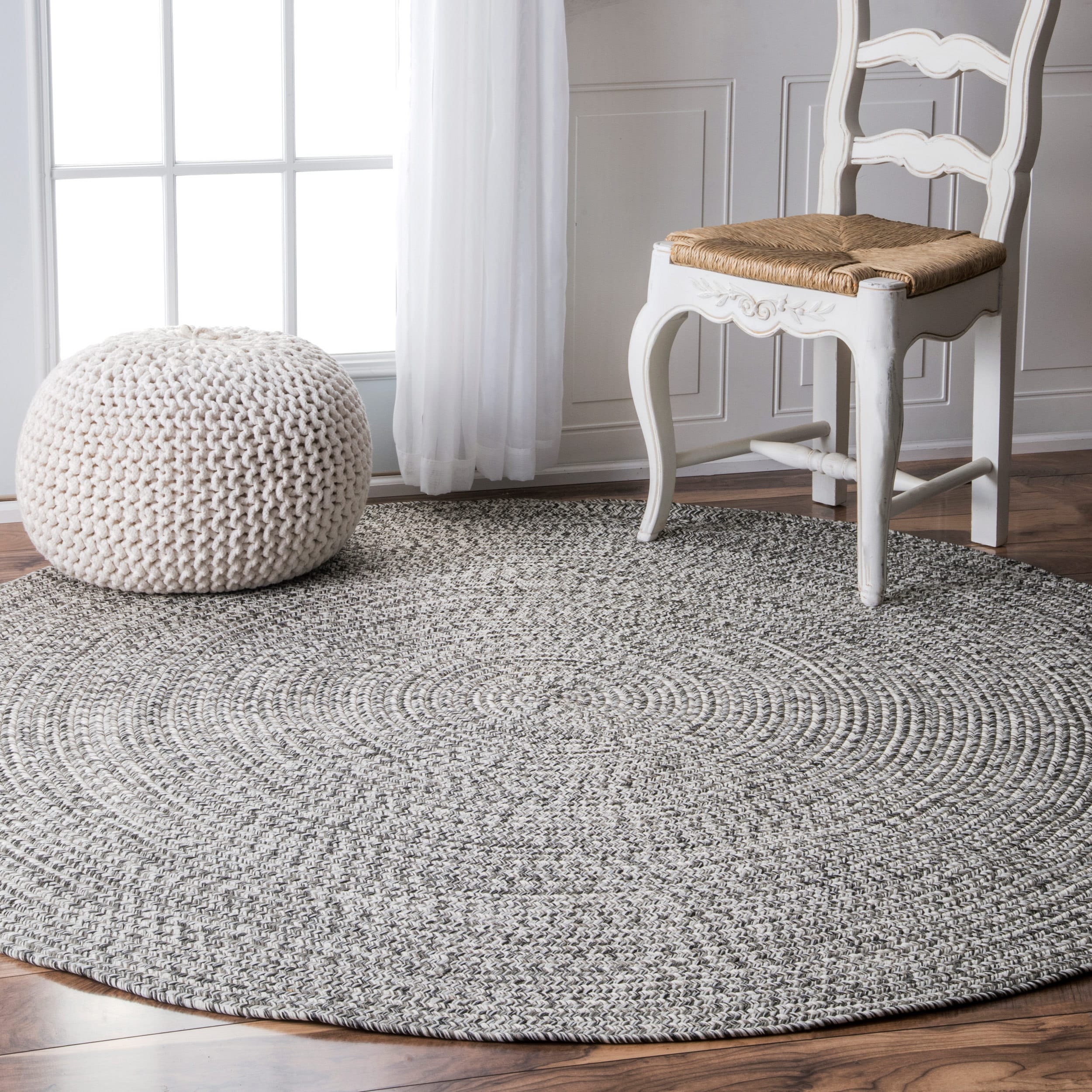 Shop Oliver & James Rowan Handmade Grey Braided Area Rug 6' Round
