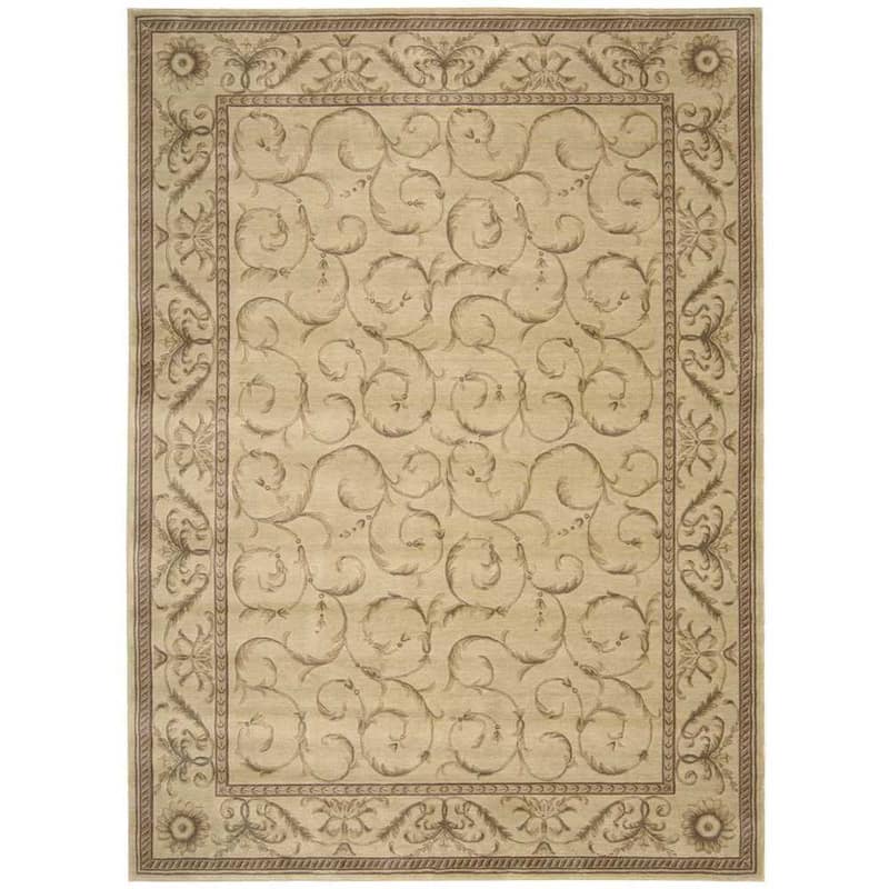 Nourison Somerset Trellis Border Area Rug - 5'6" Round - Beige - Runner/Round