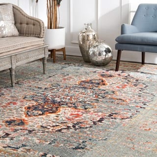 slide 1 of 1, The Gray Barn Joad Distressed Traditional Vintage Medallion Grey Rug - 7'10 x 11'