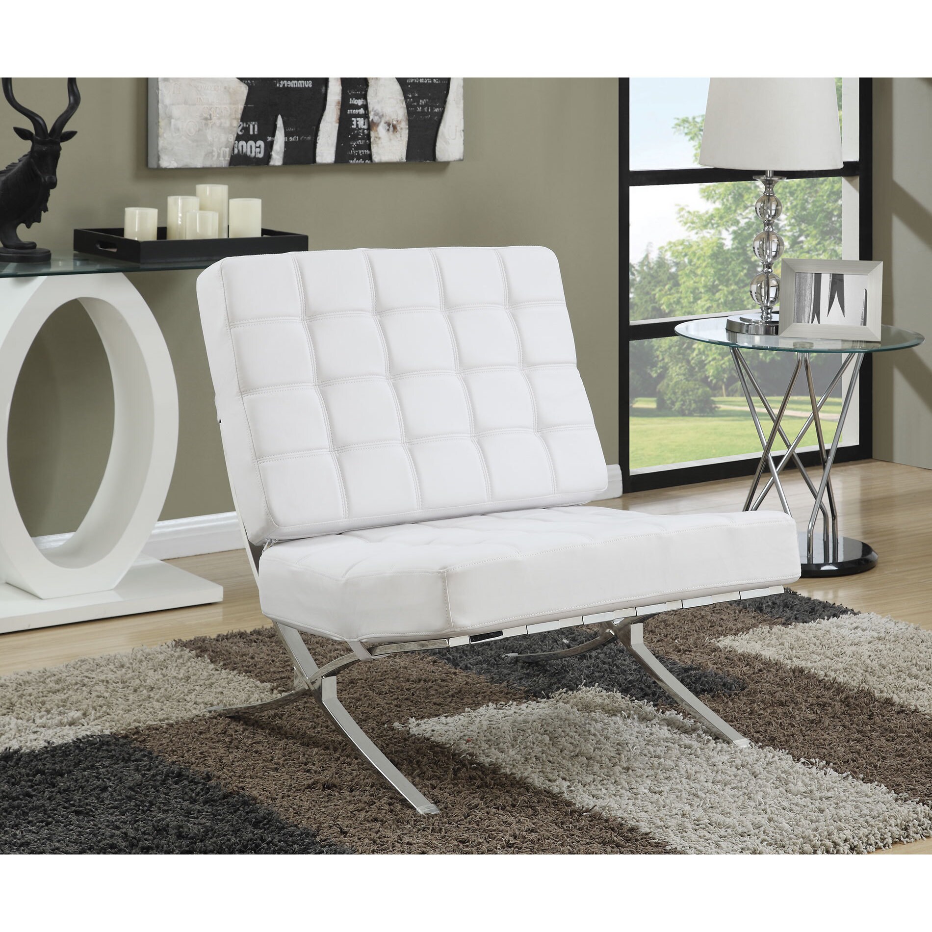 Shop Coaster Company Leatherette 'X' Chrome Base Accent Chair Free