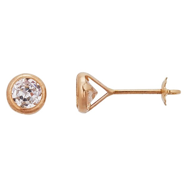 14K Gold Earrings High Polished DC Cross Stud Earrings Screwback