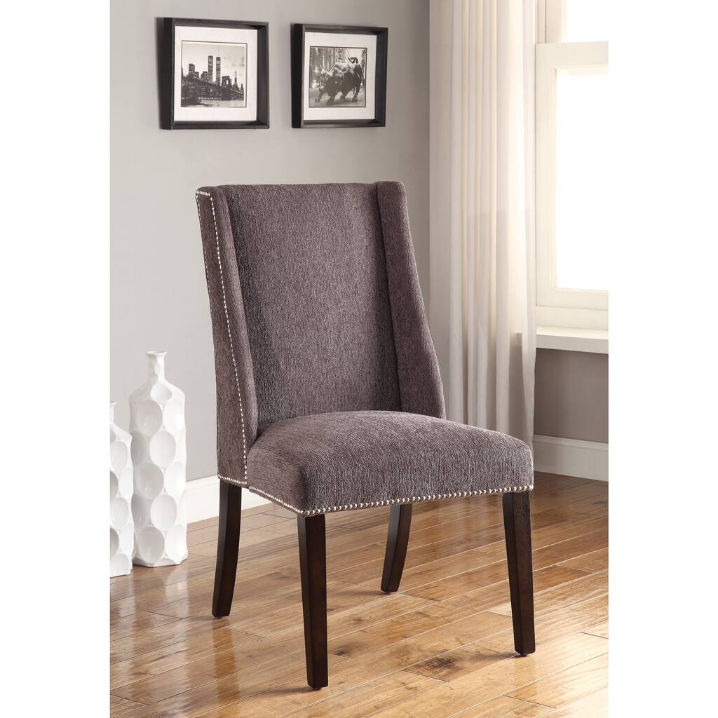 Coaster Company Grey Upholstered Wing Back Chair with Nailhead Trim