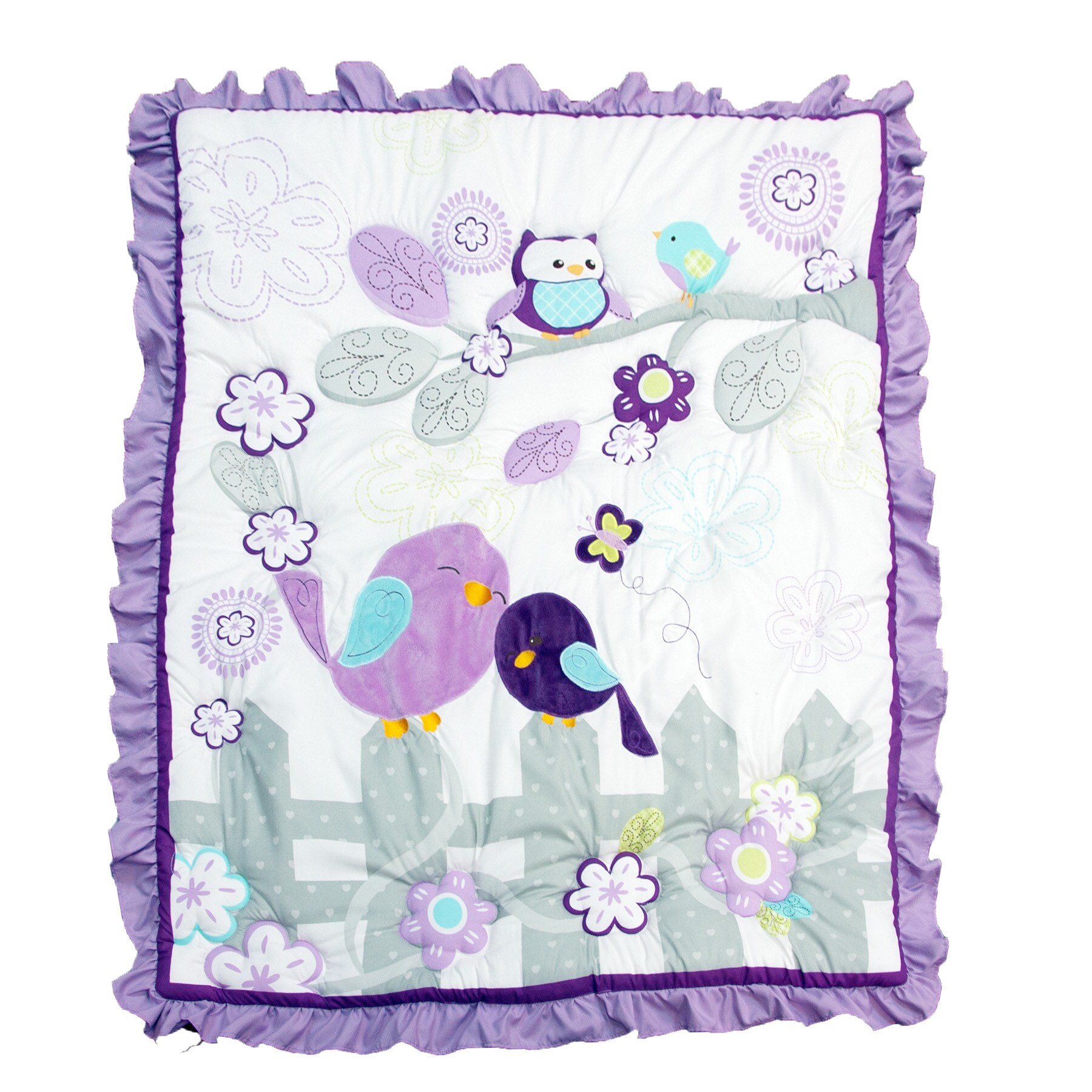 Shop Baby S First Love Birds Purple 3 Piece Crib Bedding Set