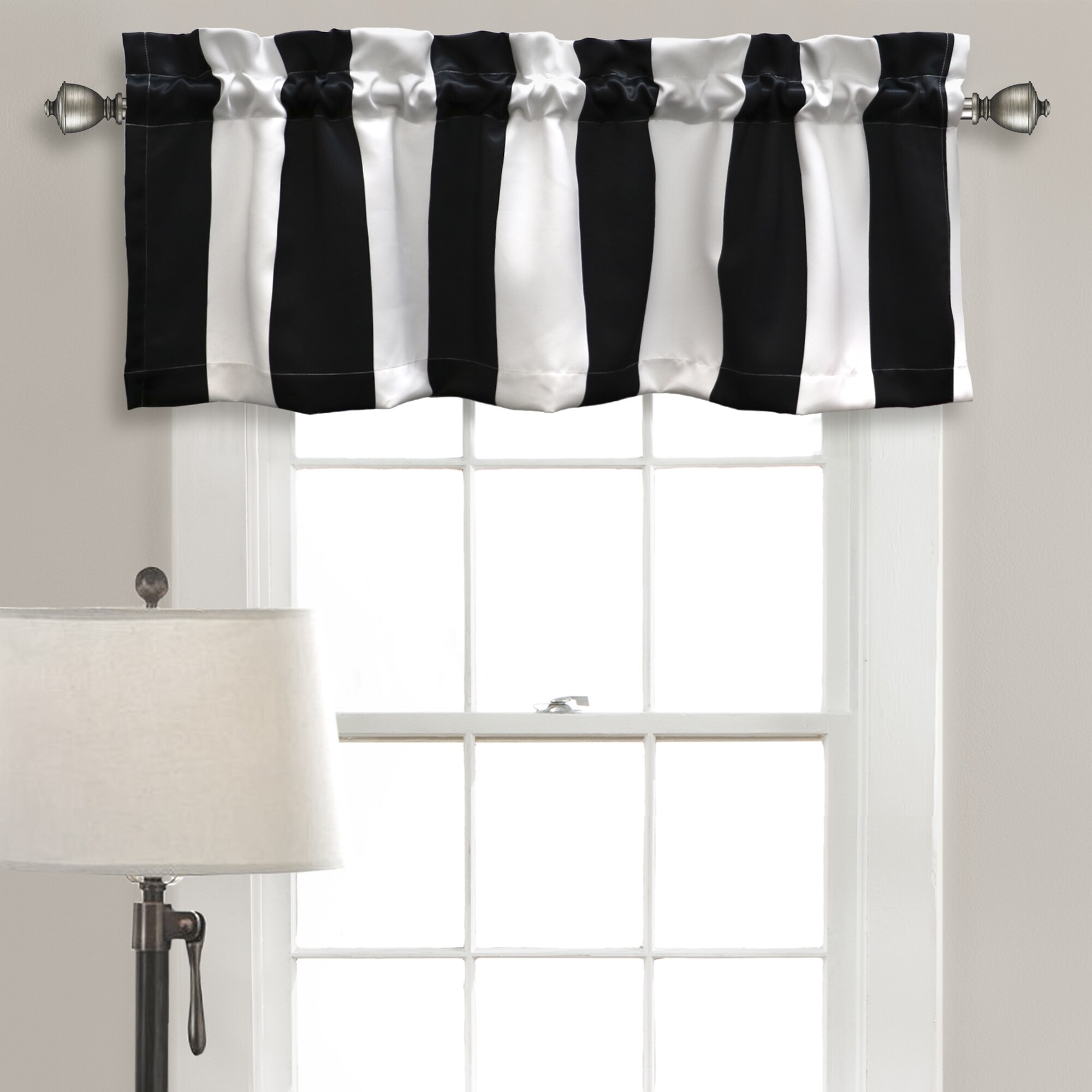 Shop Lush Decor Wilbur Black White Striped Room Darkening Valance