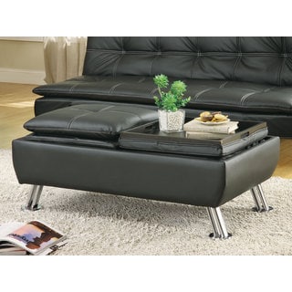 Shop Coaster Company Faux Leather Storage Ottoman with Reversible Tray