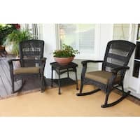 Havenside Home Avoca Dark Roast 3-piece Outdoor Plantation Rocking Chair Set