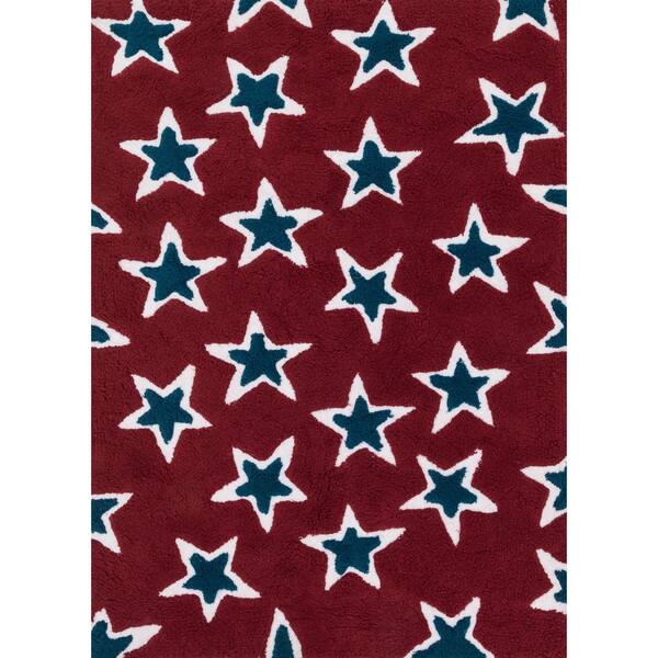Hand-tufted Riley Red/ Navy Rock Star Shag Rug - Bed Bath & Beyond ...