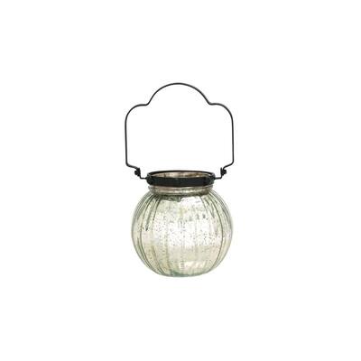 Mercury Glass/Metal 8-inch Wide x 15-inch High Candle Lantern